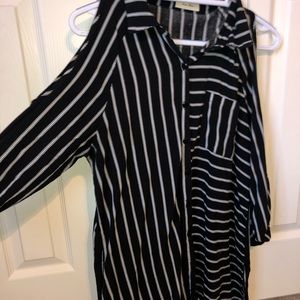 Black and white striped button down